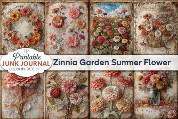 Download Zinnia Garden Summer Flower Junk Journal - Junk journal Collection