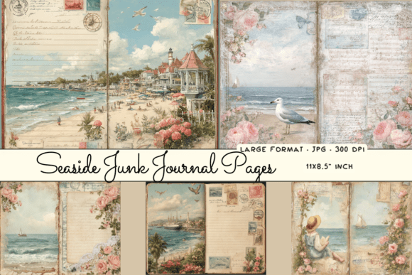 Download Seaside Junk Journal Papers Kit - Junk journal Collection