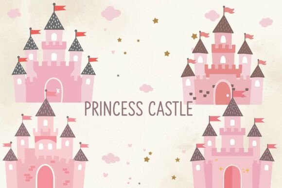 Download Pink Princess Castle Clipart Set - Pink princess Collection