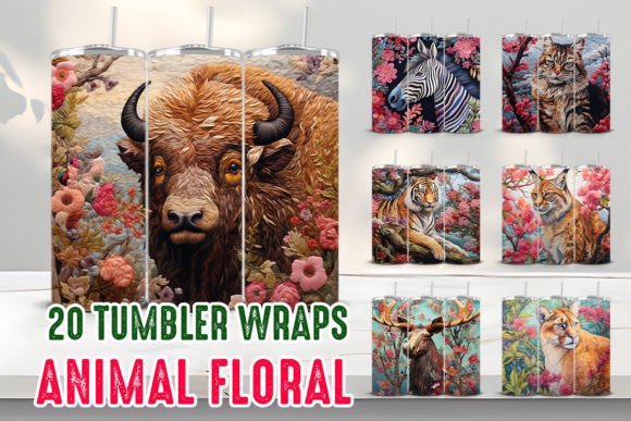 Download 3D Animal Flowers Tumbler Wraps - Animal flowers Collection