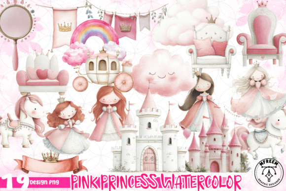 Download Pink Princess Watercolor Clipart PNG - Pink princess Collection