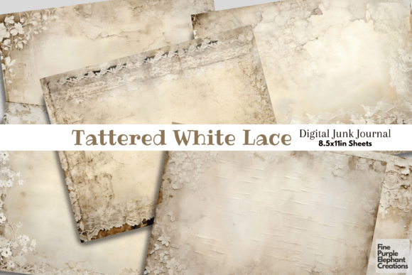 Download Vintage Tattered White Lace Junk Journal - Junk journal Collection