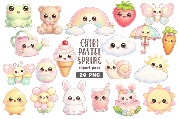 Download Chibi Kawaii Pastel Spring Clipart Pack - Premium Resources