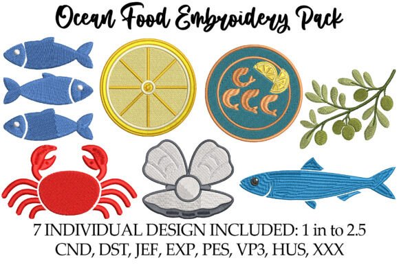 Download Ocean Food Embroidery Pack - Ocean Collection