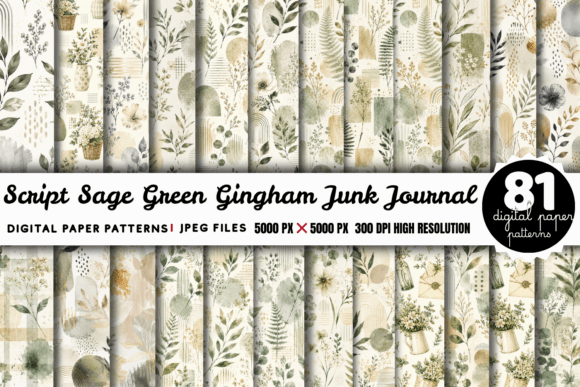 Download Script Sage Green Gingham Junk Journal - Junk journal Collection